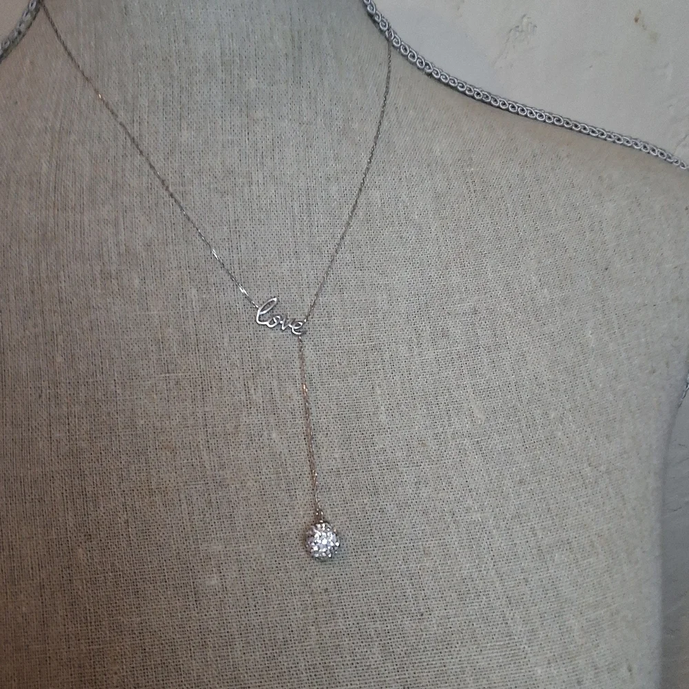 Swarovski crystal Love Lariat necklace‎ NWT